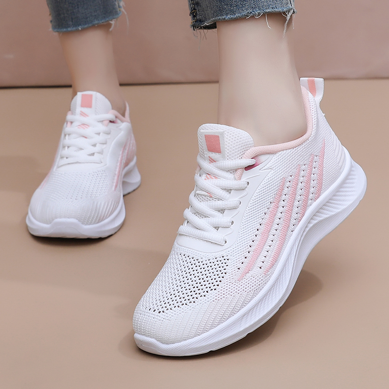 Women Autumn Mesh Casual Sneak - Knit Fabric Lace Up Sneakers ulasan dan harga