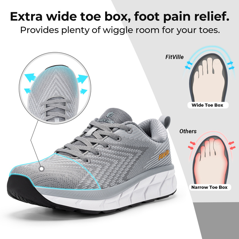 FitVille Mens Wide Fit Trainer - Breathable Mesh Athletic Shoes ulasan dan harga